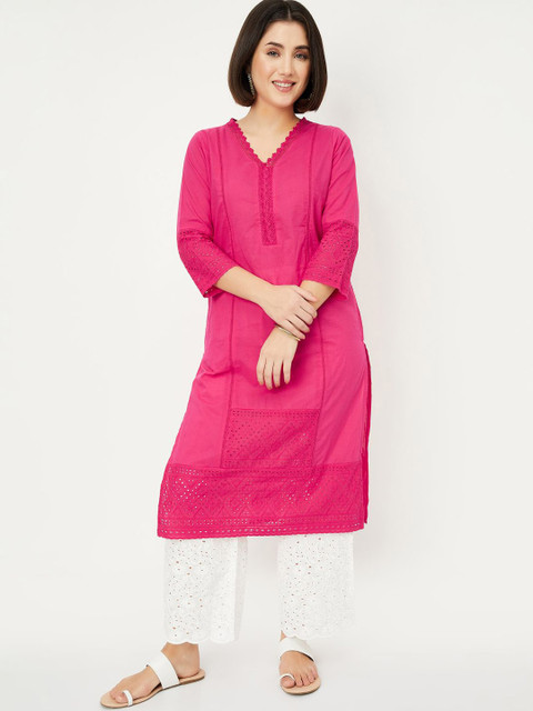 max Thread Work V-Neck traight Kurta
