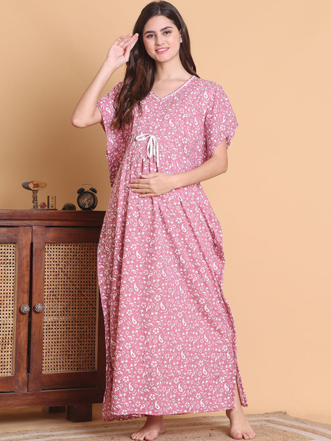 Secret Wish Printed Maternity Kaftan Nightdress