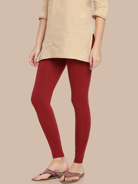 TWIN BIRDS Women Cotton Blend Solid La Burgandy Ankle Length Legging - Image 2