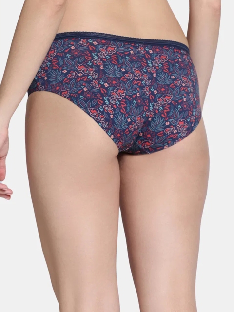 Zivame Floral Printed Low-Rise Hipster Briefs ZI28A9-Pageant Blue - Image 3