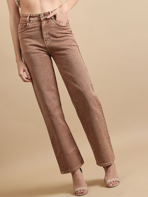 DressBerry Women Comfort Straight Fit High-Rise Light Fade Acid Wash Stretchable Jeans