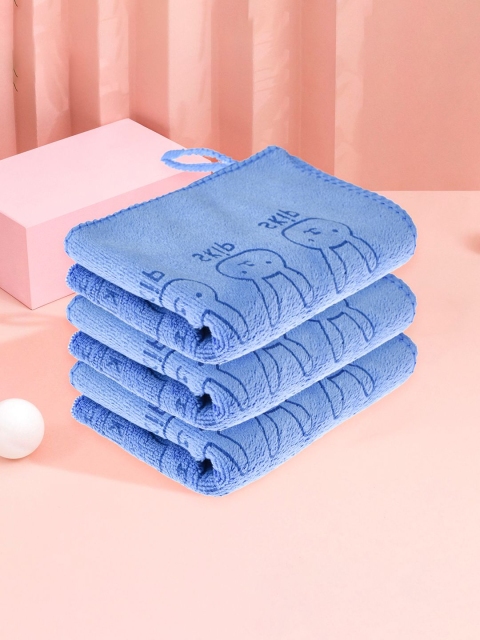 Kuber Industries Pack Of 3 Blue Skip Printed Microfiber Cleaning Cloth With Hanging Loop