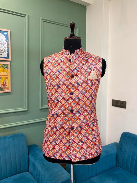 JAIPURI CROWN Festive Wear Printed Nehru Jacket for Men