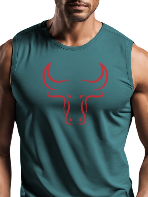 3Colors Printed Sleeveless Innerwear Vests VEST-CCUT-BULL-AF BLUE_M - Image 2