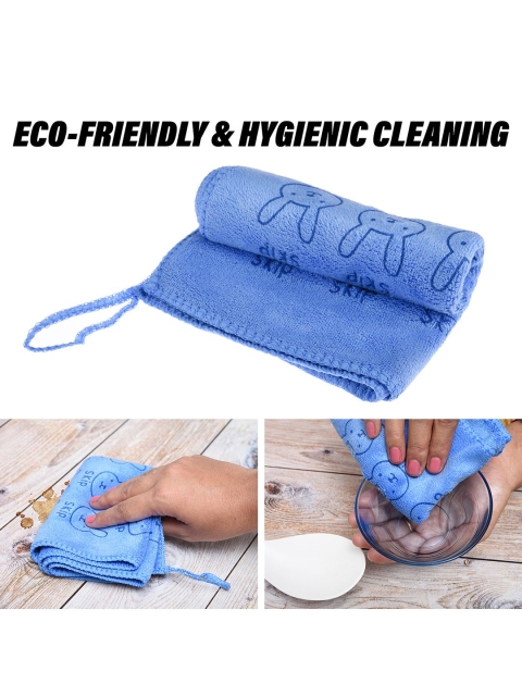 Kuber Industries Pack Of 3 Blue Skip Printed Microfiber Cleaning Cloth With Hanging Loop - Image 3