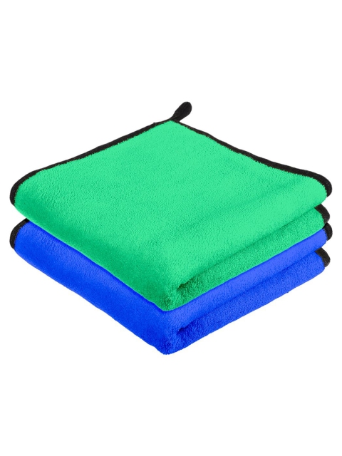 Kuber Industries Pack Of 2 Green & Blue 400 GSM Microfiber Cleaning Cloth