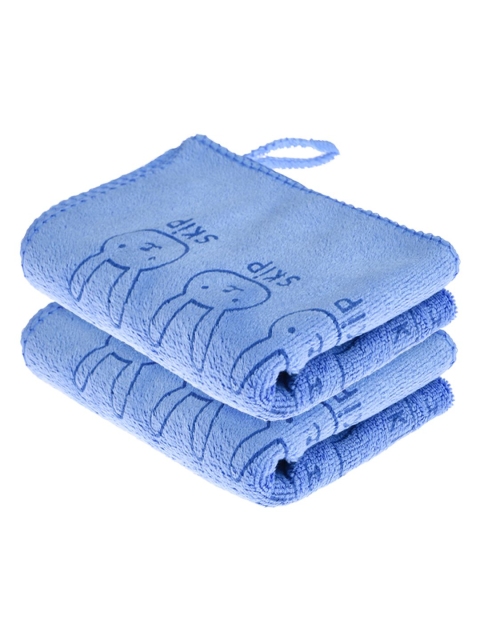 Kuber Industries Pack Of 3 Blue Skip Printed Microfiber Cleaning Cloth With Hanging Loop - Image 2