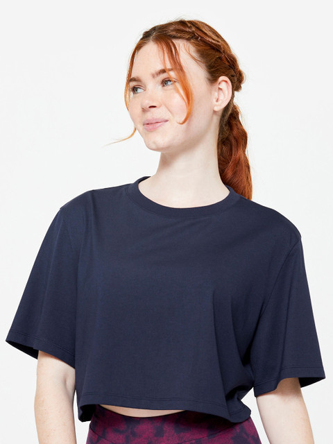Decathlon DOMYOS - Womens Cropped T-Shirt - Navy Blue