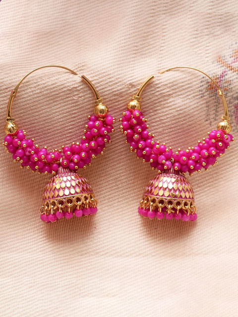 Anouk Gold-Plated Beaded Dome Shaped Jhumkas