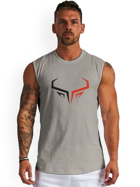 3Colors Printed Round Neck Gym VEST-CCUT-HORN-GREY_M