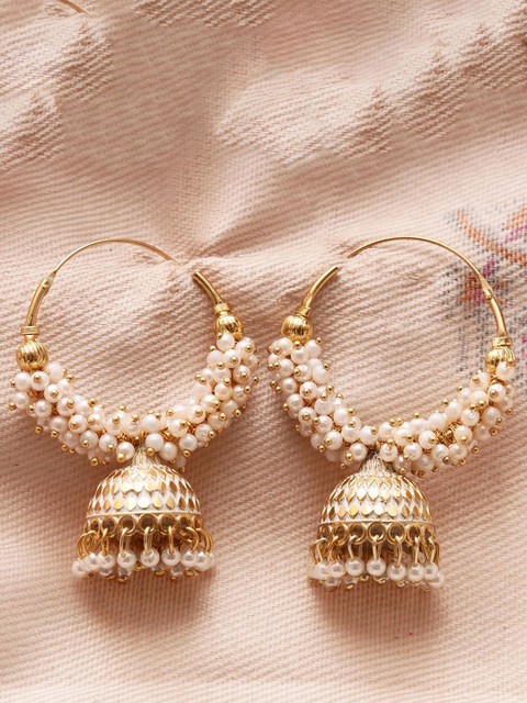 Anouk Gold-Plated Beaded Dome Shaped Jhumkas
