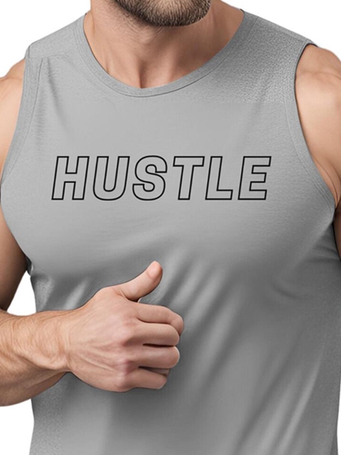 3Colors Printed Dri-FIT Sleeveless Activewear Gym Vest VEST-CCUT-HUSTLE-GREY_M - Image 3