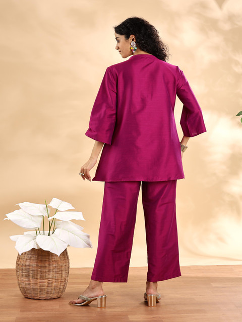 Anouk Embroidered Mandarin Collar Tunic With Trouser - Image 5
