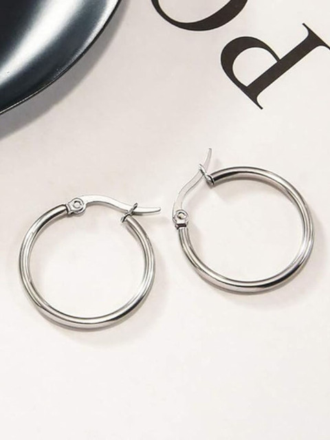 The Roadster Lifestyle Co. Men Stainless Steel Contemporary Hoop Earrings