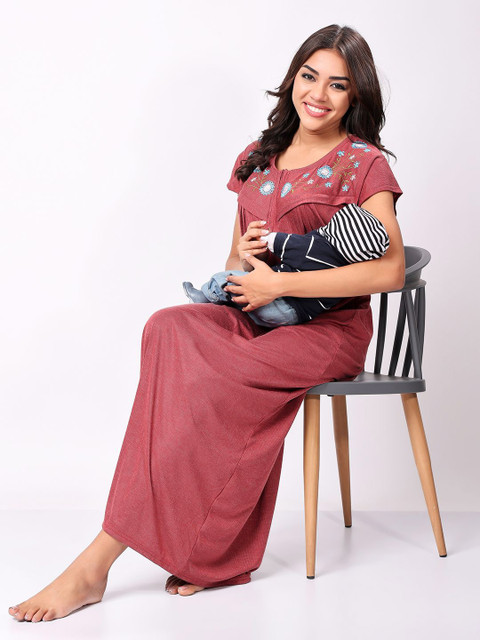 CHUI MUI Embroidered Maxi Nightdress