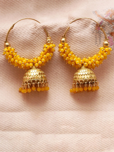 Anouk Gold-Plated Beaded Dome Shaped Hoop Earrings