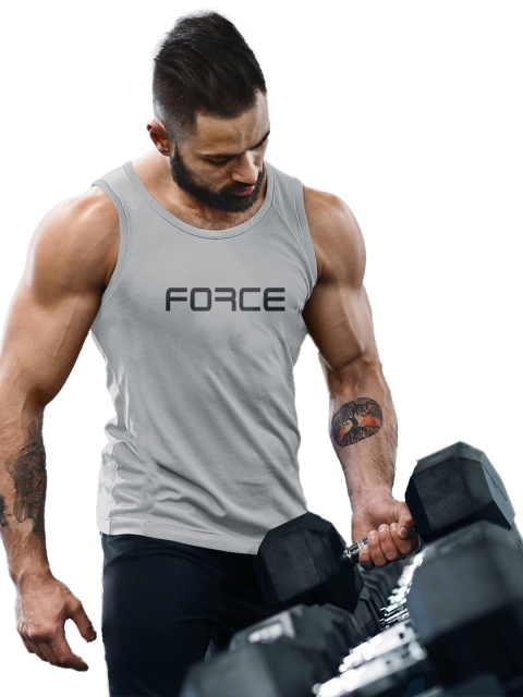 3Colors Scoop Neck Innerwear Gym Vest VEST-NCUT-FORCE-GREY_M - Image 4