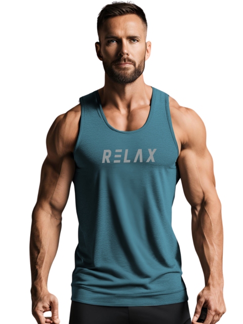 3Colors Printed Scoop Neck Gym VestsVEST-NCUT-RELAX-AF BLUE_M