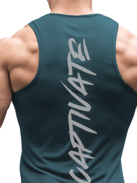 3Colors Printed Round Neck Gym Vest VEST-NCUT-CAPTIVATE-AF BLUE_M - Image 2