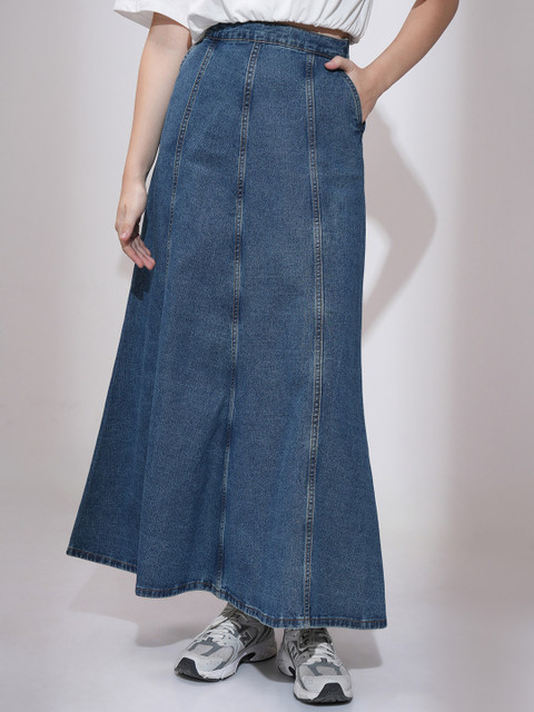 Tokyo Talkies Denim Flared Midi Skirts