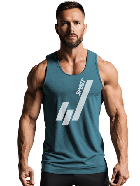 3Colors Printed Scoop Neck Gym VestsVEST-NCUT-SPIRIT-AF BLUE_M