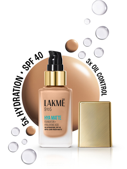 Lakme 9to5 Hya Matte Foundation With Hyaluronic Acid & SPF40 25ml - Neutral Medium N220