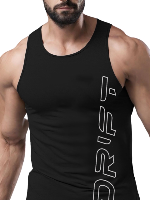 3Colors Printed Round Neck Gym Vest VEST-NCUT-DRIFT-BLK_M - Image 2