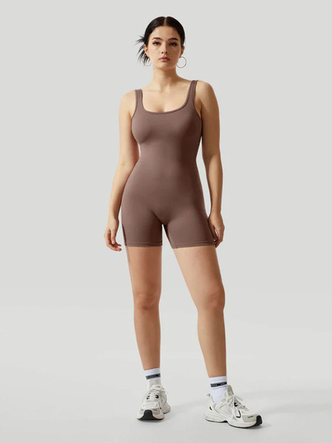 Cheekee Women Solid V Back Romper Playsuit