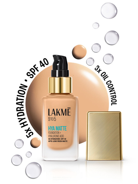 Lakme 9to5 Hya Matte Foundation With Hyaluronic Acid & SPF40 25ml - Cool Rose C140