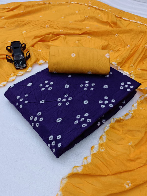 HMP Fashion Bandhani Printed Pure Cotton Unstitched Dress Material