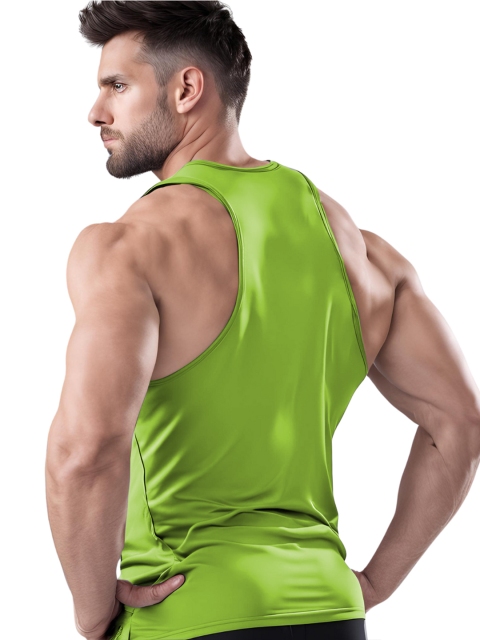 3Colors Printed Round Neck Gym Vest VEST-NCUT-RELAX-GREEN_M - Image 4
