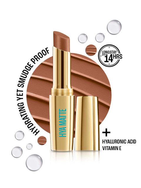 Lakme 9to5 Hya Matte Hydrating Smudgeproof Lipstick Lasts 14Hr 3.6g - Coffee Break NM4