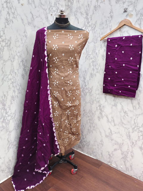 HMP Fashion Bandhani Printed Pure Cotton Unstitched Dress Material - Image 5