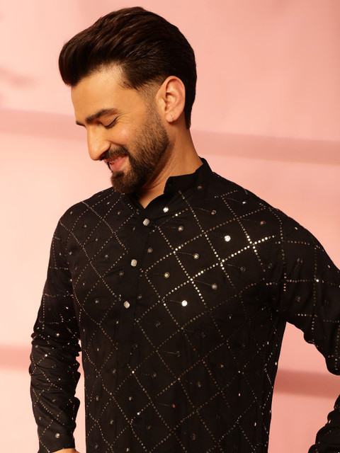 Anouk Men Embroidered Regular Mirror Work Pure Cotton Kurta with Pyjamas