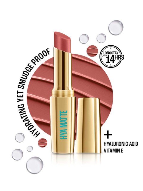 Lakme 9to5 Hya Matte Hydrating Smudgeproof Lipstick Lasts 14Hr 3.6g - Boss Lady Brown NM3