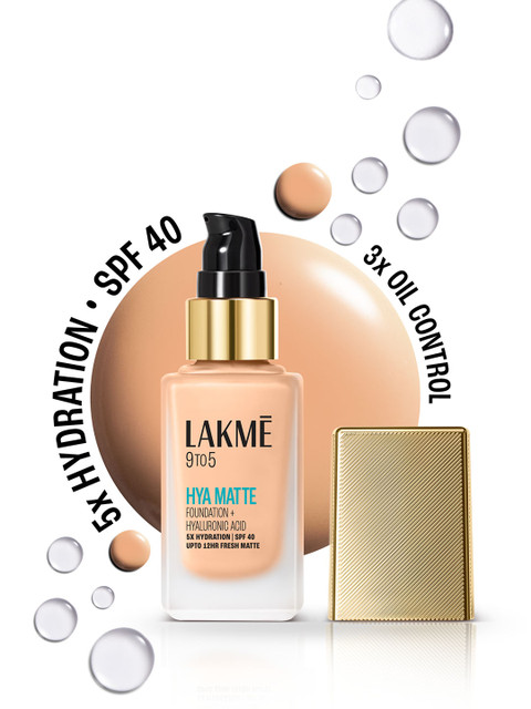 Lakme 9to5 Hya Matte Foundation With Hyaluronic Acid & SPF40 25ml - Cool Ivory C100