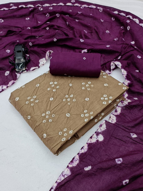 HMP Fashion Bandhani Printed Pure Cotton Unstitched Dress Material - Image 4