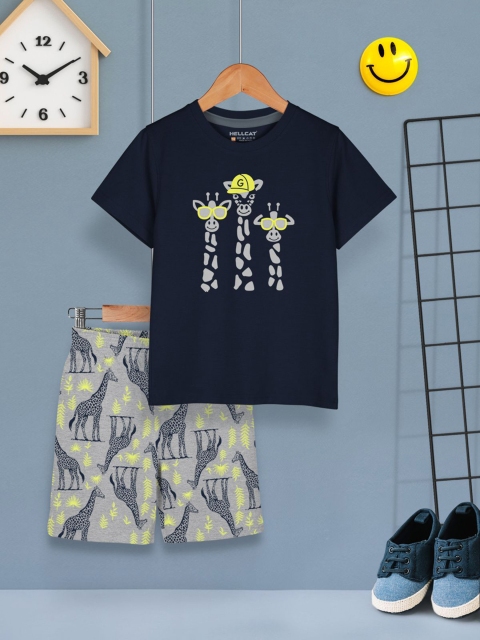HELLCAT Boys Pack of 3 Printed Round Neck T-Shirts With Shorts - Image 4