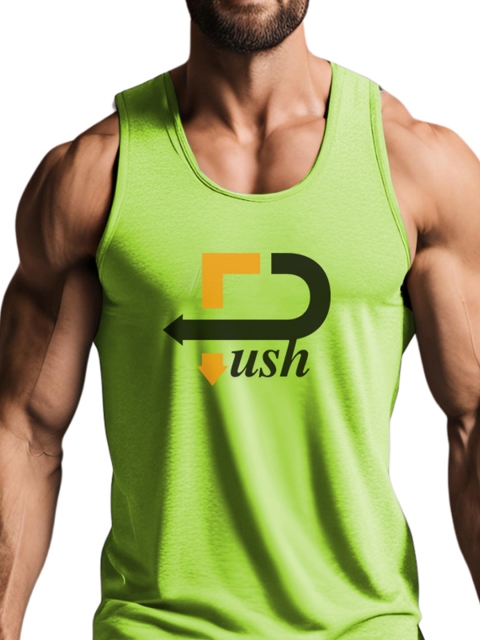 3Colors Printed Gym Vests VEST-NCUT-PUSH-GREEN_M - Image 2