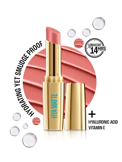 Lakme 9to5 Hya Matte Hydrating Smudgeproof Lipstick Lasts 14Hr 3.6g - Vacation Nude NM1