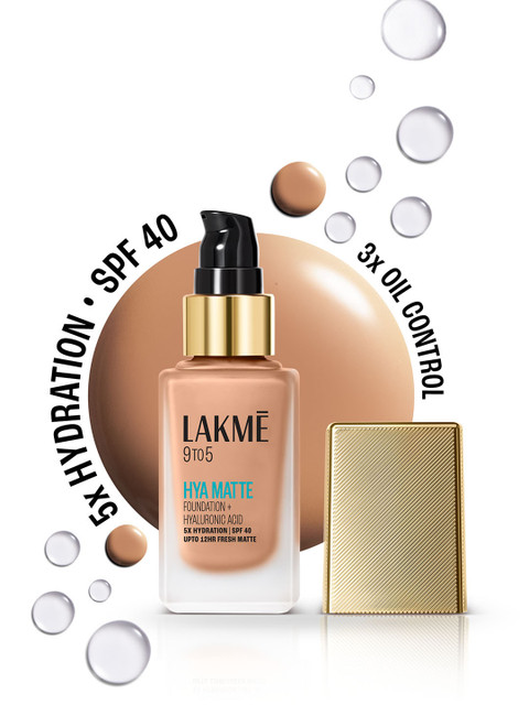 Lakme 9to5 Hya Matte Foundation With Hyaluronic Acid & SPF40 25ml - Cool Cinnamon