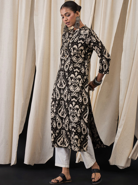 Anouk Women Floral Printed Chanderi Silk Kurta