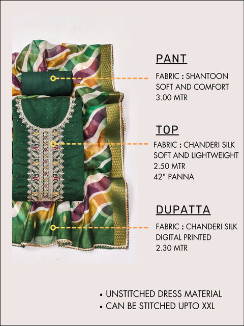 TAVAS Embroidered Unstitched Dress Material - Image 4