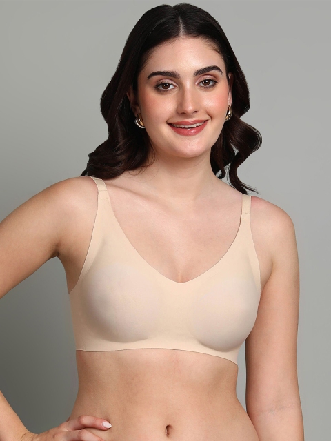 Dressberry Lightly Padded Invisi-Fit Elastic-Free Bottom Band Seamless Bonded Bra