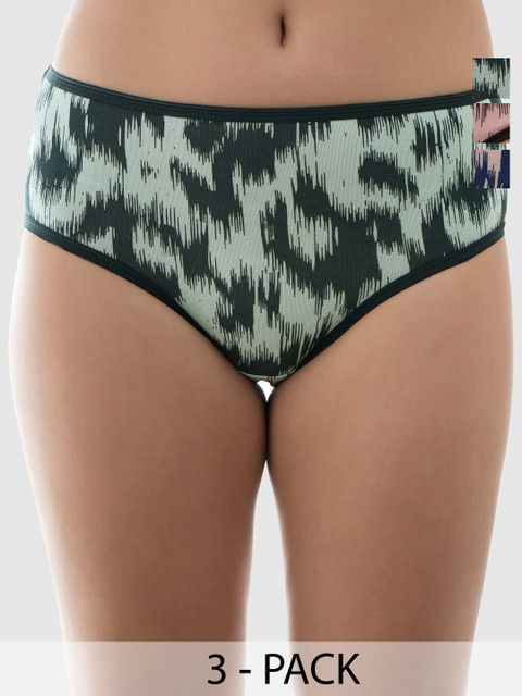 DressBerry Pack of 3 Printed Mid Rise Hipster Briefs MVP-1010-COMBO