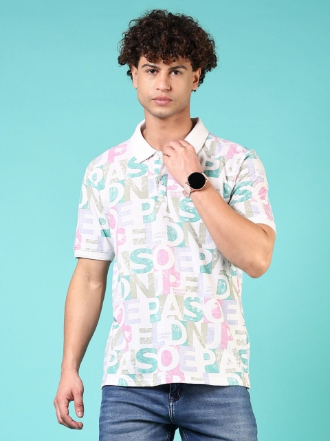 V-Mart Men Printed Polo Collar Pockets T-shirt