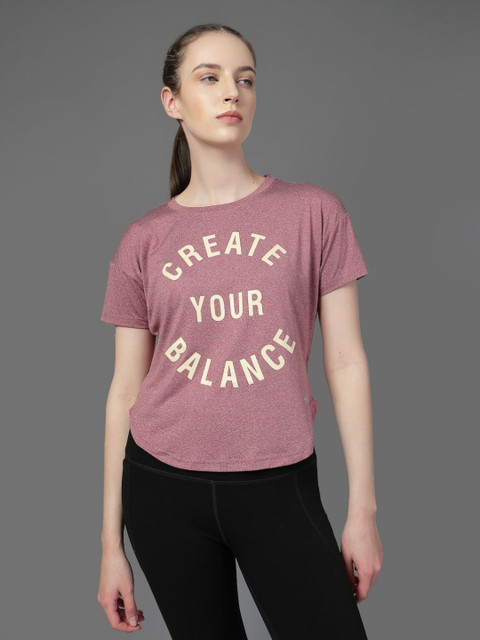 HRX by Hrithik Roshan Women Round Neck Typography Printed Sports T-shirt