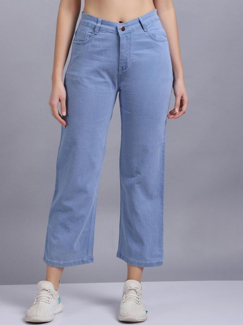 Aadvi Fashion Women Jean Straight Fit High-Rise Slash Knee Stretchable Jeans