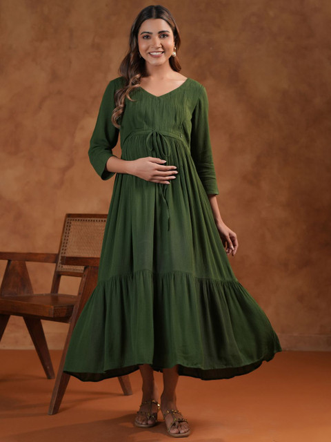 anayna Fit & Flared Maternity Ethnic Dresses