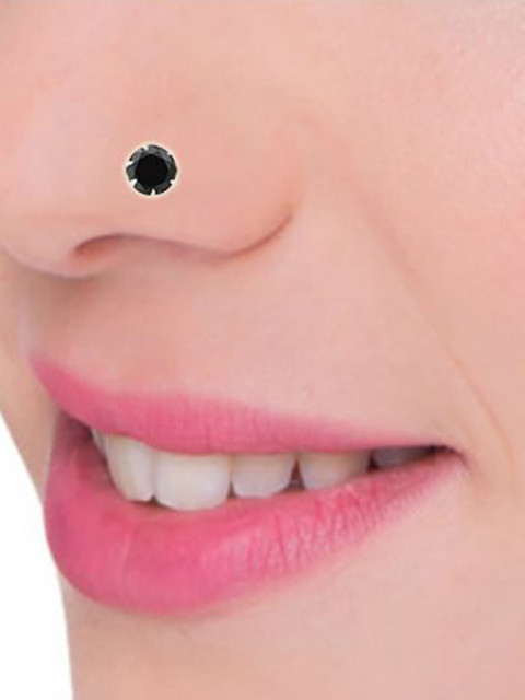 Peenzone Jewellers Silver-Plated Amethyst Stud Nosepin